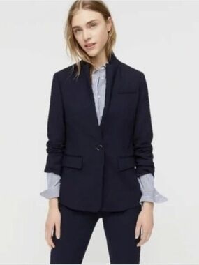 J. CREW 100% Linen Navy Blue Regent Blazer